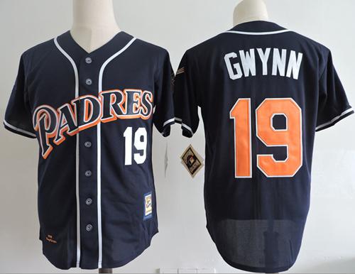 Mitchell And Ness 1998 Padres #19 Tony Gwynn Navy Blue Throwback Stitched MLB Jersey